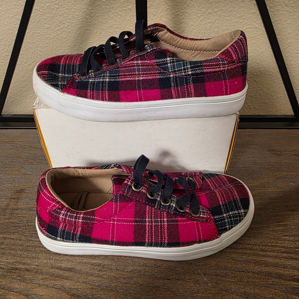 Janie and Jack Plaid Sneakers Kids Size 11 Lace Up Holiday Christmas
